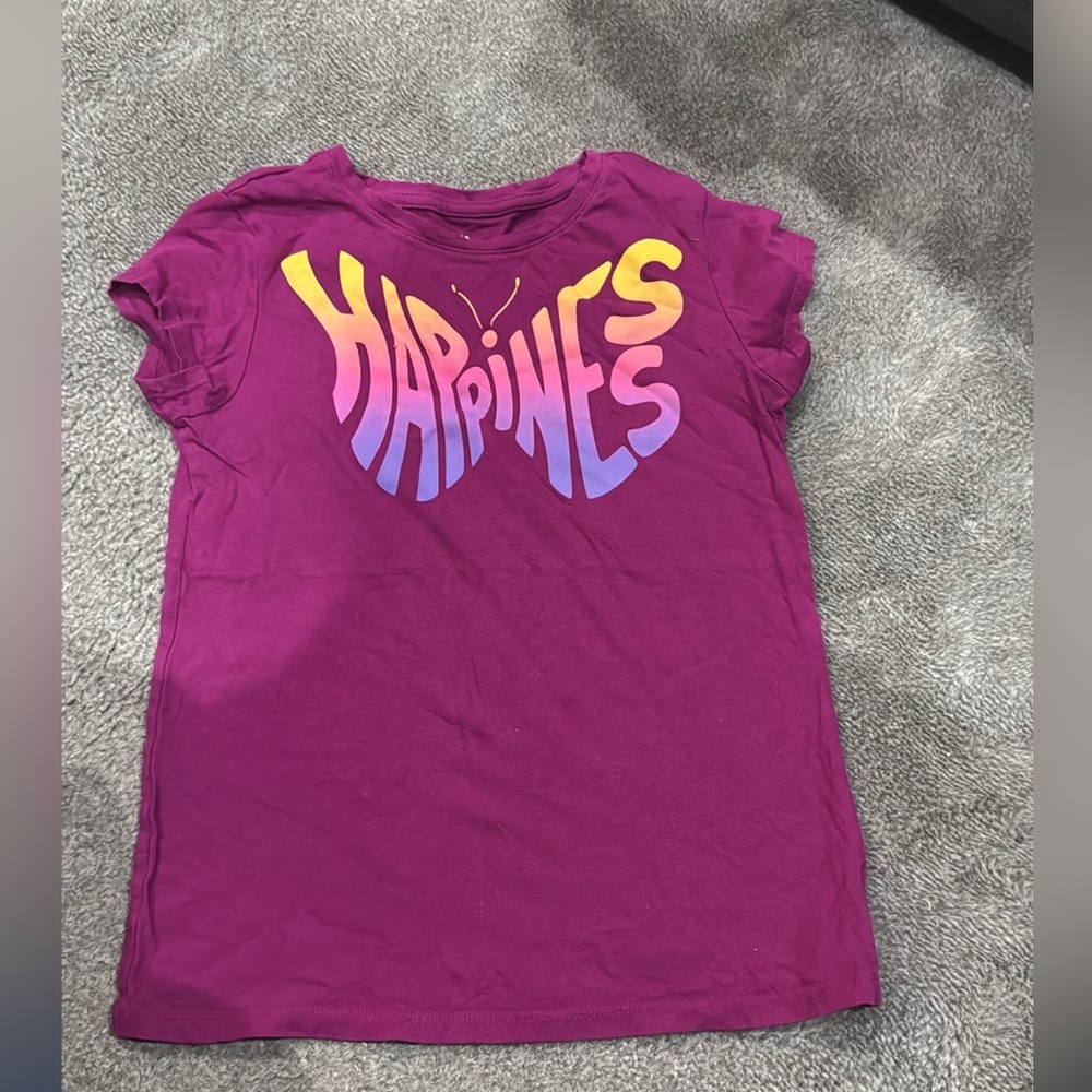 GAP Purple and Yellow Short Sleeve Tee butterfly “happiness” size xxl